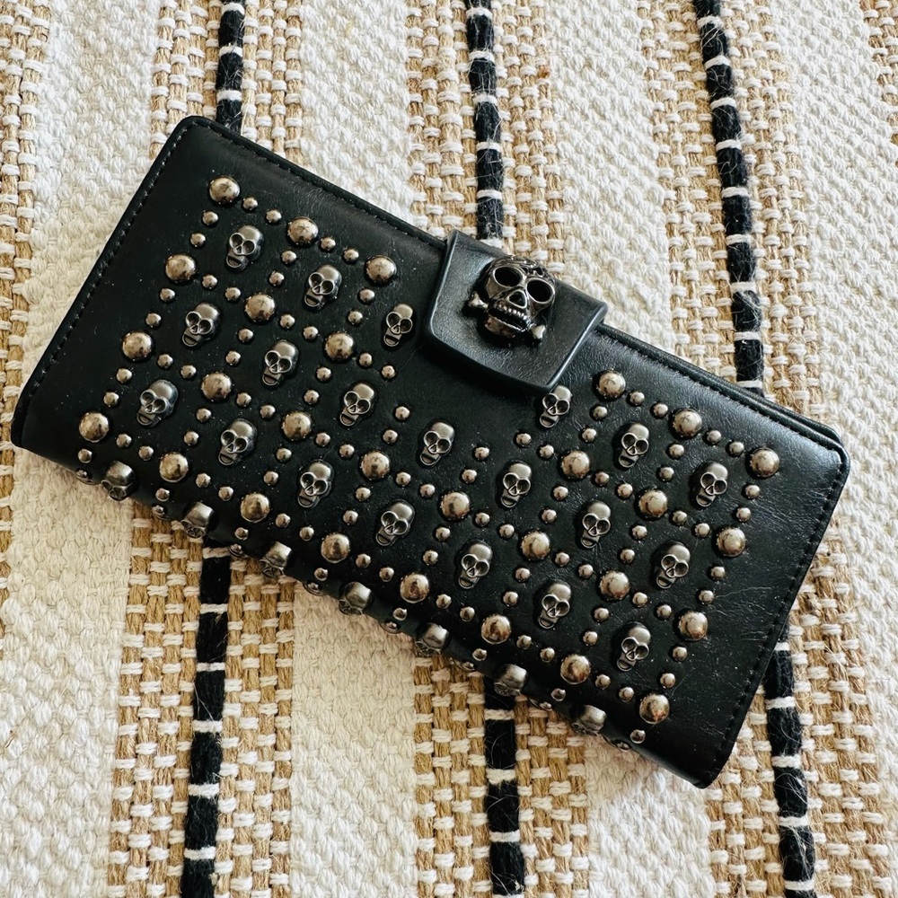 Black Skull Studded Wallet